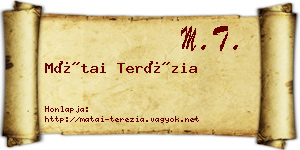 Mátai Terézia névjegykártya